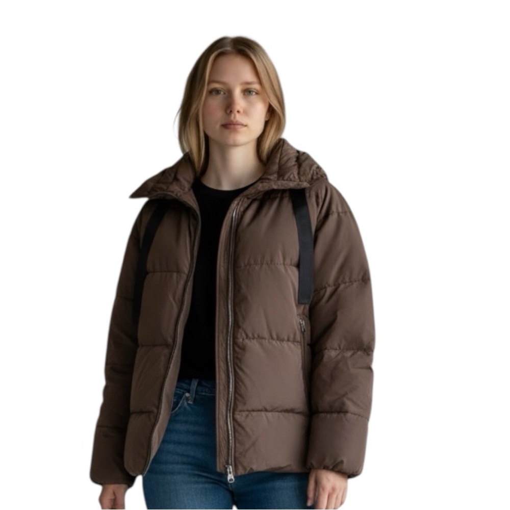 Bardot Mia Puffer Jacket Chocolate Brown XS NWT